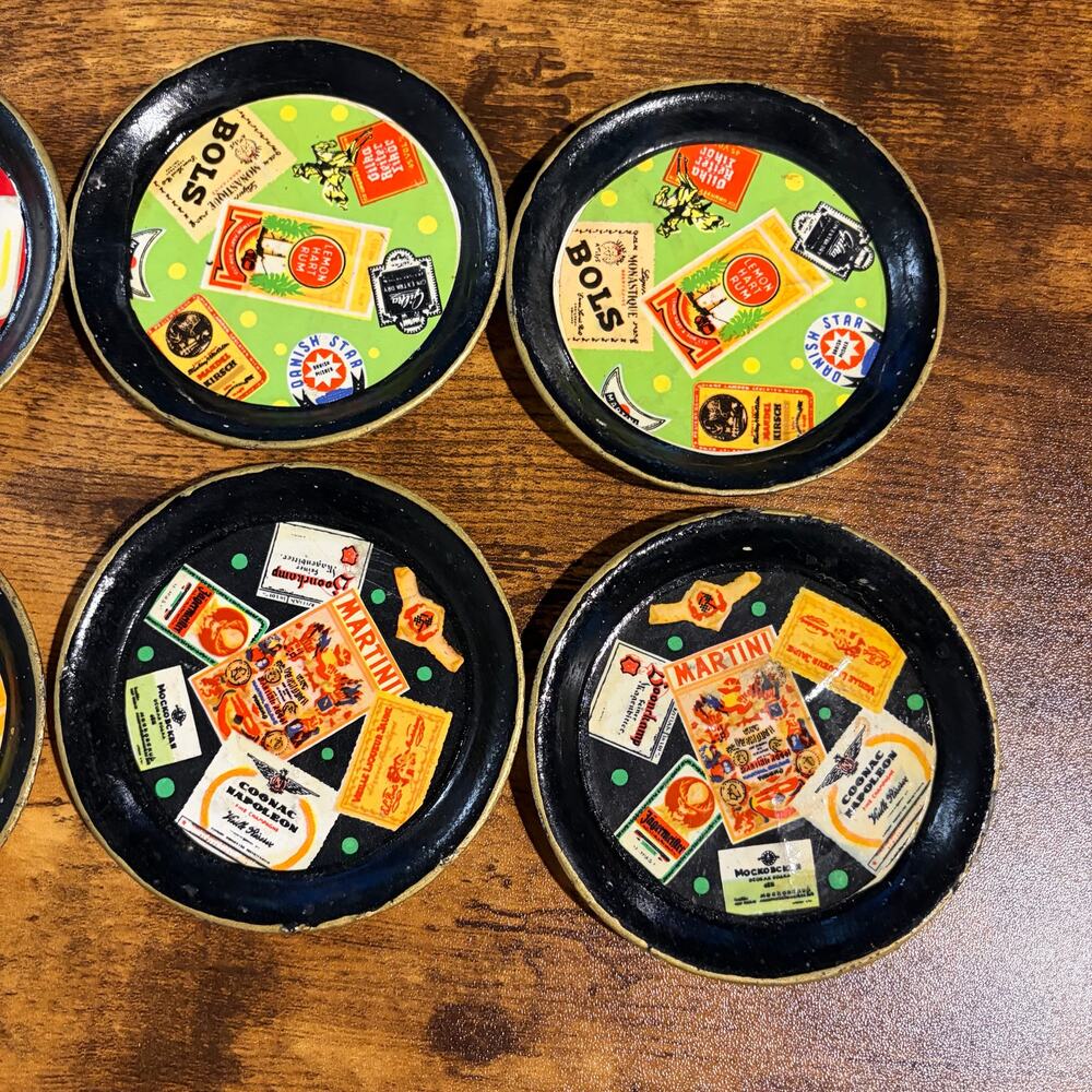 Vintage Henri Marie Cocktail Coaster Set of 8 Mid Century VAT69 Penrod Hennessy - Picture 7 of 8
